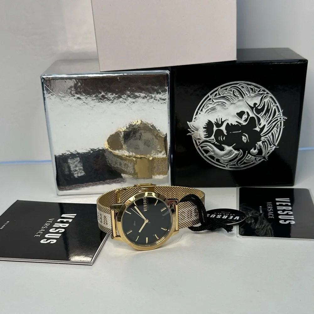Authentic Versus Versace Barbes 38Mm Ip Yellow Gold Stainless Steel Watch